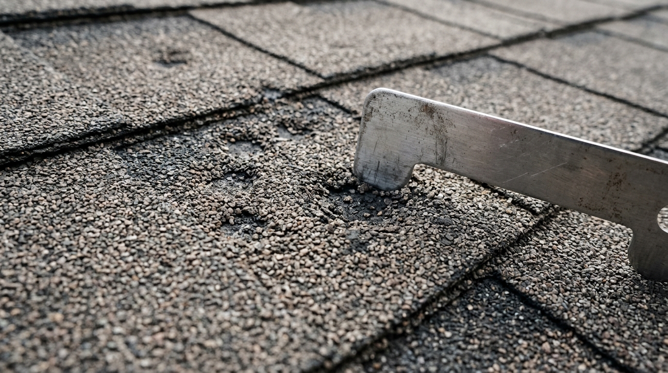 Professional hail damage impact inspection on asphalt shingle roof in Murray UT